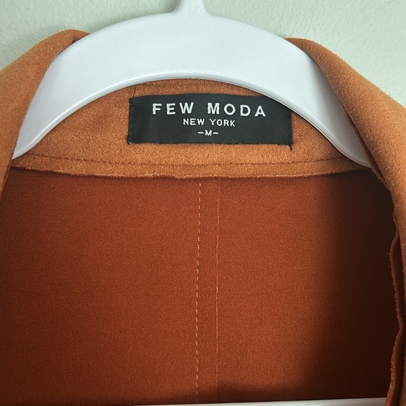 Women’s orange faux suede trench coat - Picture 2 of 3